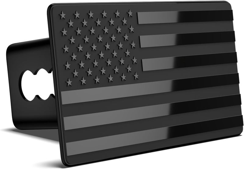 OGYE Heavy American Flag Metal Trailer Hitch Cover Fit for 2" Hitch Receivers (with 5/8" Pin Dia Anti-Theft Trailer Hitch Lock),3 * 5" Black - Image 2